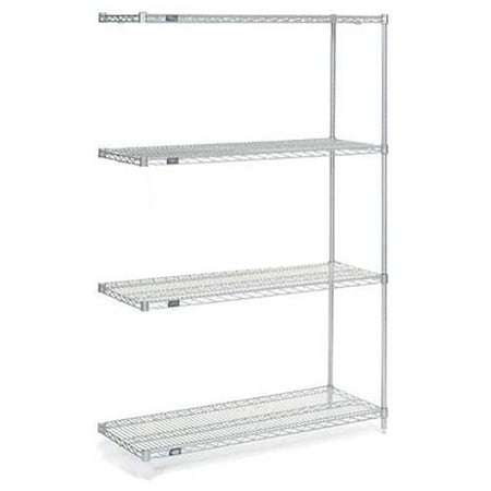 Nexel Nexelate Wire Shelving Add-On, Silver Epoxy, 54W X 14D X 63H A14546EP